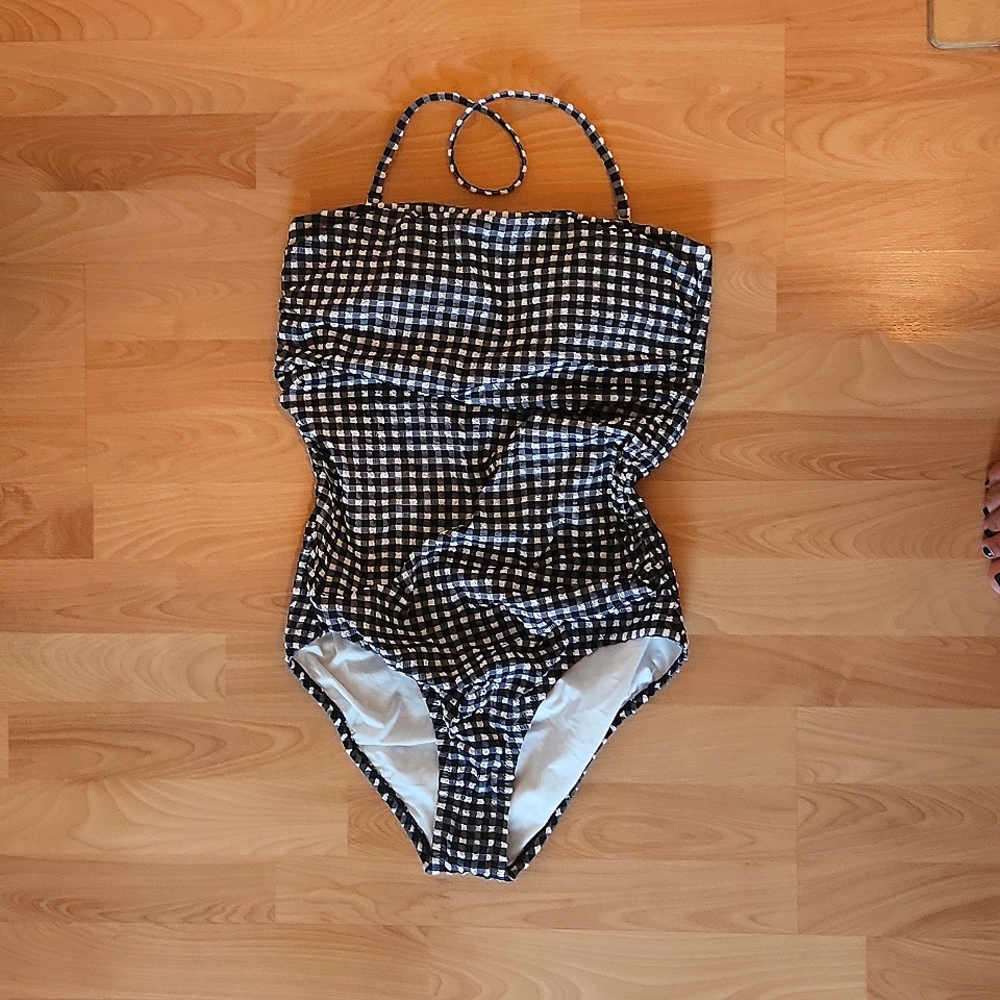 Brand New J. Crew Womens Seersucker Strapless Swimsuit Size 12